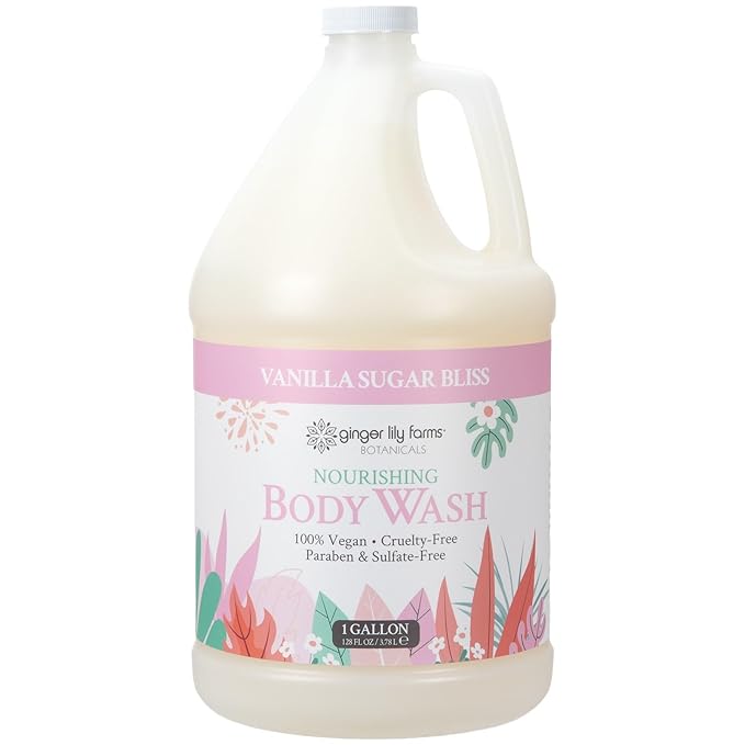Ginger Lily Farms Botanicals Moisturizing Shampoo for All Hair Types, 100% Vegan & Cruelty-Free, Vanilla Sugar Bliss, 1 Gallon (128 fl oz) Refill