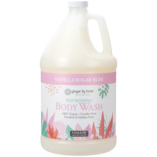 Ginger Lily Farms Botanicals Moisturizing Shampoo for All Hair Types, 100% Vegan & Cruelty-Free, Vanilla Sugar Bliss, 1 Gallon (128 fl oz) Refill