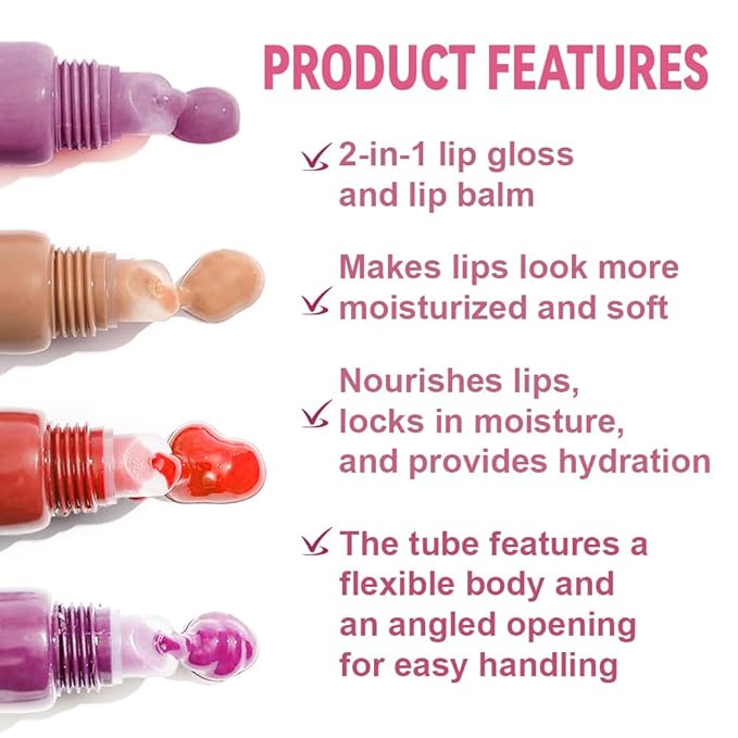 2Pcs Summer Lip Butter Lip Balm Glow Reviver Lip Gloss, Melting Lip Serum, Ultra-Hydrating Natural Vegan Lip Balm, Sheer-Tinted Shine & Hydration, Soothes & Softens Dry Lips (03+04)