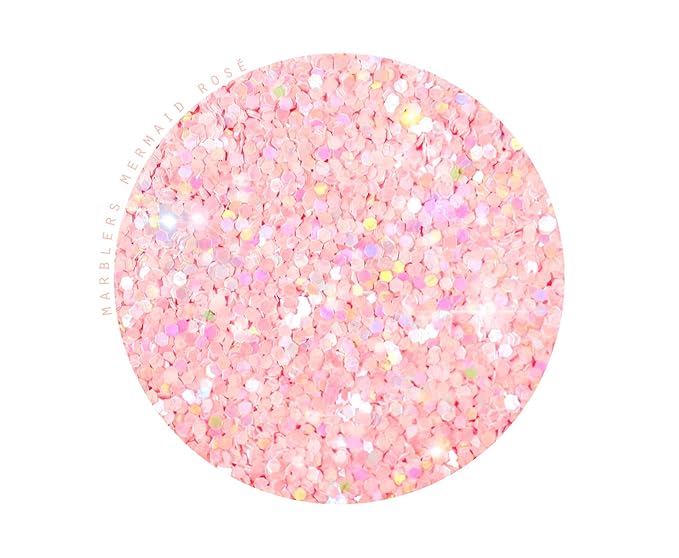 MARBLERS Mermaid Shaped Face & Body Glitter [Light Pink] 0.18oz (5g) | Chunky | Chopped | Flake | Non-Toxic | Vegan | Cruelty-Free | Festival, Rave & Party Makeup | Eye, Hair, Nail Polish, Eyeshadow