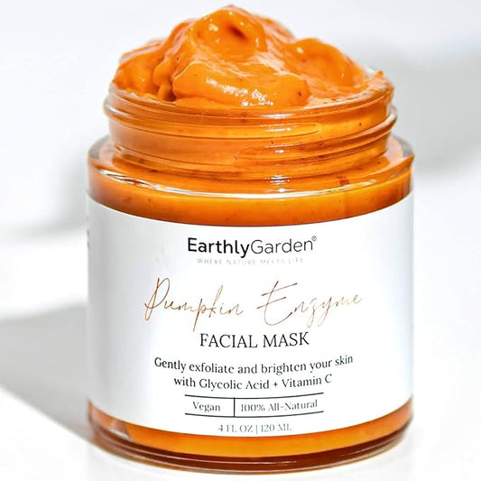 Pumpkin Enzyme Exfoliating Face Mask – Natural AHA Facial Treatment with Vitamin C & E – Brightens Dull Skin, Fades Dark Spots & Hydrates – Vegan Skincare for All Skin Types – 4 oz