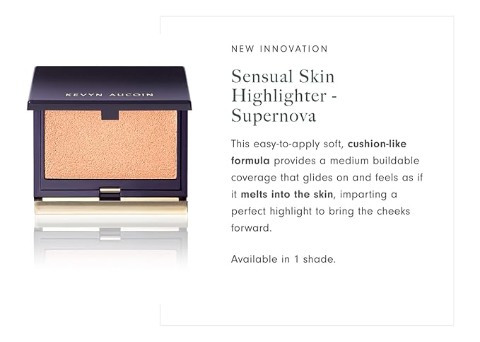 Kevyn Aucoin Sensual Skin Highlighter, Supernova (soft golden glow, all skin tones): Universally flattering. User friendly, Natural luminosity. Cream-to-powder. Blurs imperfections. Made in Italy.