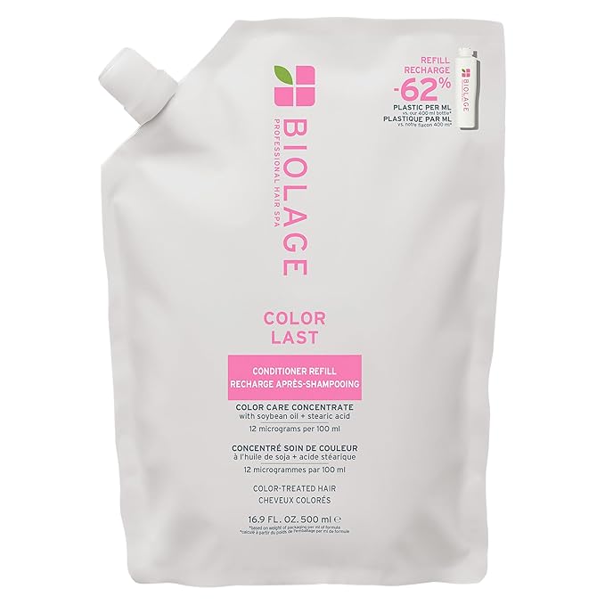 Biolage Color Last Conditioner Refill - Protects & Preserves Color Treated Hair, Hydrates & Repairs Damaged Hair, Adds Shine, Vegan, Paraben-Free, 16.9 Fl Oz