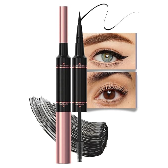 Voluminous Waterproof Black Mascara Eyeliner - Buildable Lengthening, Curling & Defining for Dramatic Volume, Smudge-Proof 24H Wear, Cruelty-Free Blackest Black, Vegan