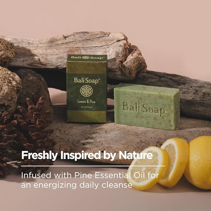 Bali Soap Natural Soap Bar Masculine Collection Handmade in Bali Cold Process, Men’s Gift Set with Natural Oils, Vegan, Wood and Spice Scents, 6-Pack
