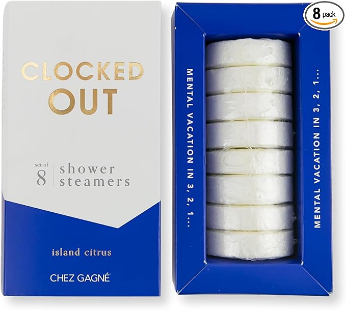 Aromatherapy Shower Steamers - Clocked Out - Island Citrus, Set of 8 - Vegan, Cruelty-Free, Made in USA - Paraben, Sulfate & Phthalate-Free - Stress Relief Self Care Gift