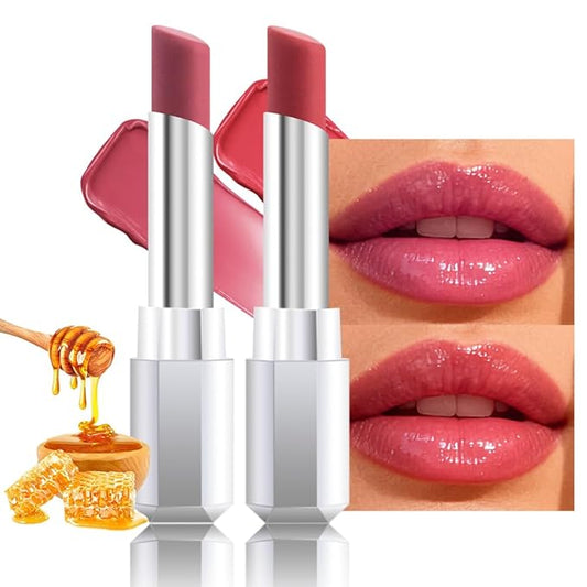 Honey Lipstick Tinted Lip Balm - Shine Moisturizing Lipstick for Women, Natural Nourishing Hydrating Lip Gloss Stain for Dry Lips, Tint Sheer Lightweight Makeup, Vegan - 2Pc Rose & Girly