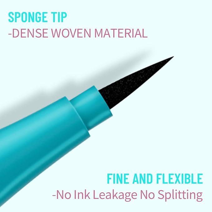 QIC Proof Liquid Eyeliner, Felt Tip, Eyeliner Pen,Smudge-Proof & Transfer-Resistant,Long-Lasting, High-Pigmented Liner For Bold Looks,Vegan & Cruelty-Free, Jet Black. 0.04 oz
