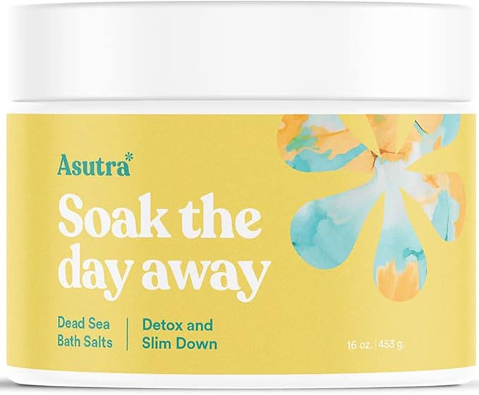 ASUTRA Dead Sea Bath Salts (Detox & Slim Down), 16 oz - Soak in Rich & Vital Healing Minerals - Purify & Energize with Eucalyptus, Sweet Orange, & Lemon Essential Oils