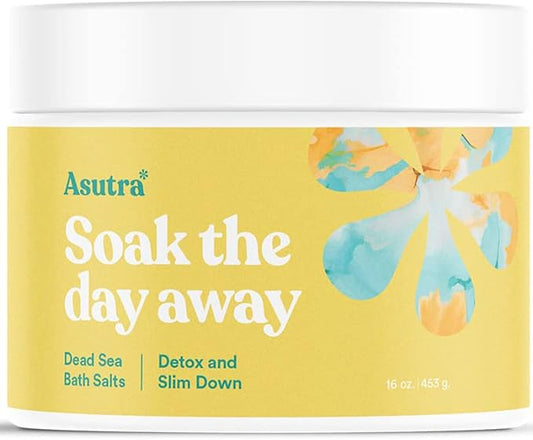 ASUTRA Dead Sea Bath Salts (Detox & Slim Down), 16 oz - Soak in Rich & Vital Healing Minerals - Purify & Energize with Eucalyptus, Sweet Orange, & Lemon Essential Oils