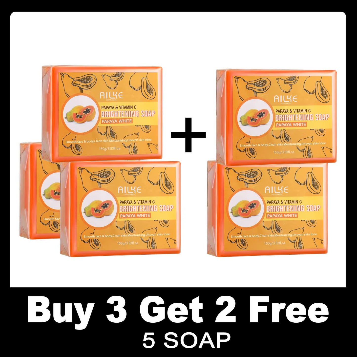 Skin Whitening Handmade Soap -Organic Papaya Soap for Black Spots, Clean Stains, Improves Dull Skin, Face & Body & Hands
