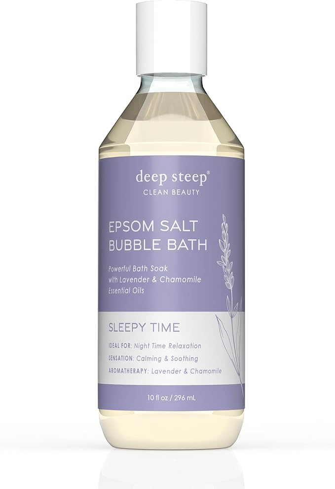Deep Steep Epsom Salt Bubble Bath, Sleepy Time, 10 oz – Calming Soak with Coconut, Argan, Shea Butter, Aloe Vera & Essential Oils – Vegan, Clean Beauty, Relaxation & Stress Relief