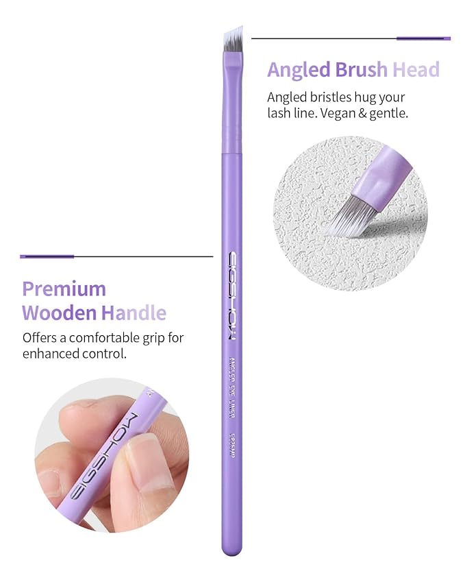Eyeliner Brush Fine Angled - EIGSHOW PRO Precision Gel Liner Brush with Silver Ion Bristles - Ultra Thin - Vegan & Cruelty-Free (E835MP)