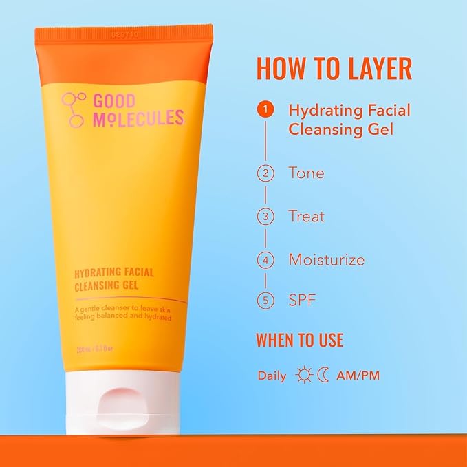 Good Molecules Hydrating Facial Cleansing Gel Pack 3 – 200 ml / 6.7 fl oz Each | Face Wash with Rosewater & Pineapple Extracts for Gentle Cleansing and Hydration