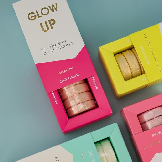 Aromatherapy Shower Steamers - Glow Up - Grapefruit, Set of 8 - Vegan, Cruelty-Free, Made in USA - Paraben, Sulfate & Phthalate-Free - Gift for Her: Birthday, Self Care, Girlfriend Gifts