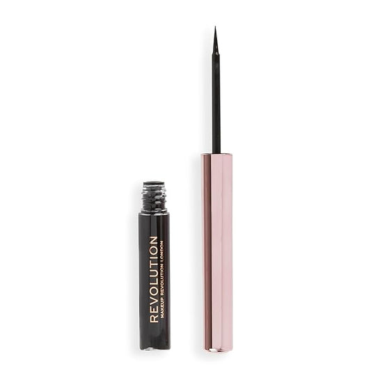 Makeup Revolution, Super Flick Liquid Eyeliner, Highly Pigmented, Black, 0.08 fl. Oz