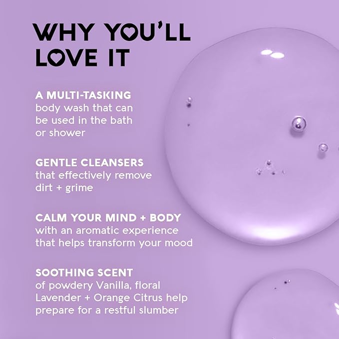 Nature's Beauty Lavender Chamomile Sleep Body Wash for Women Multi-Pack- Gentle Bath + Body Cleanser, Sooth and Calm Combination to Dry Skin Made w/Coconut, Jojoba + Moringa Seed Oils 16floz (2 Pack)