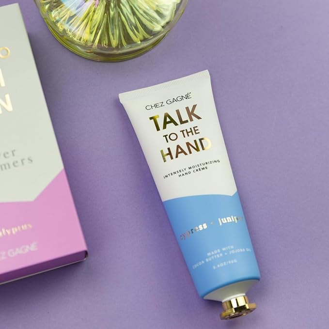 Vegan Hand Cream for Dry Hands - Talk To The Hand - Cypress and Juniper 3.4oz Non-Greasy Moisturizing Hand Lotion - Made in California - Paraben, Sulfate & Phthalate Free - Funny Unisex Gift