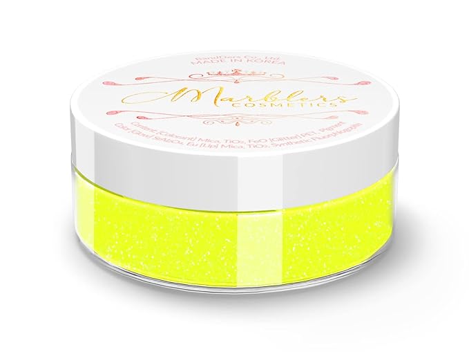 MARBLERS Neon Face & Body Glitter [Fluorescent Yellow] 0.18oz (5g) | Fine | Non-Toxic | Vegan | Cruelty-Free | Ethically Sourced | Festival Makeup | Eye, Hair, Nail, Eyeshadow | Cosmetic Grade