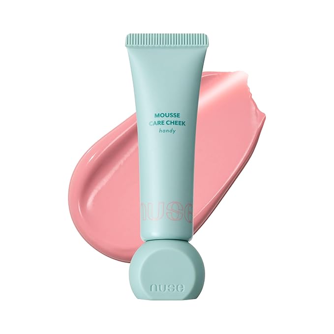 nuse Mousse Care Cheek Handy - Liquid Blush for Cheeks | Soft Color, Glowy Finish, Buildable & Watercolor Effect Blush for Natural Look | Vegan Makeup (03 Shy Me)
