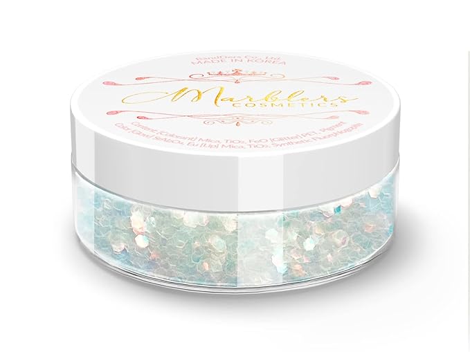 MARBLERS Chunky Rainbow Face & Body Glitter [Blue Gold] 0.18oz (5g) | Chunky | Chopped | Flake | Non-Toxic | Vegan | Cruelty-Free | Festival, Rave & Party Makeup | Eye, Hair, Nail Polish, Eyeshadow