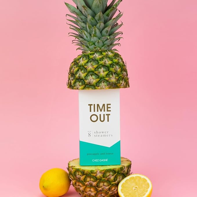 Aromatherapy Shower Steamers - Time Out - Pineapple Lemon, Set of 8 - Vegan, Cruelty-Free, Made in USA - Paraben, Sulfate & Phthalate-Free - Funny Self Care Gift