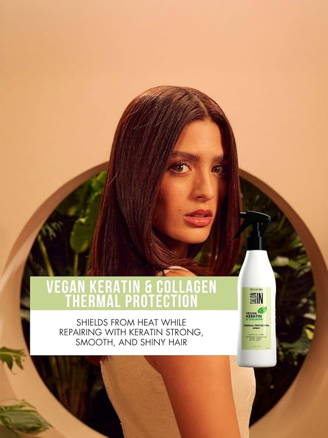 Salon In by Recamier - Vegan Keratin Thermal Protector | Vegan Keratin & Collagen Heat Protectant | Heat Protector Hair Spray | 10.1 fl oz / 300 ml