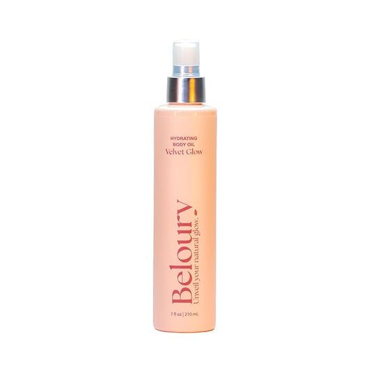 Velvet Glow Hydrating Body Oil 7fl oz Moisturizer for dry skin, Natural, With Argan Oil, Body Serum, After shower oil, Vegan, Nourishing, Clean Beauty, Paraben+Silicone free, Vitamin E