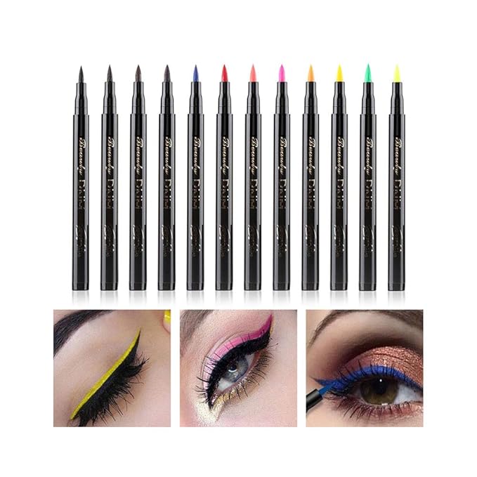 DNM Cat Eye Makeup Waterproof Neon Colorful Liquid Eyeliner Pen Make Up Comestics Long-lasting Black Eye Liner Pencil Makeup Tools (blue)