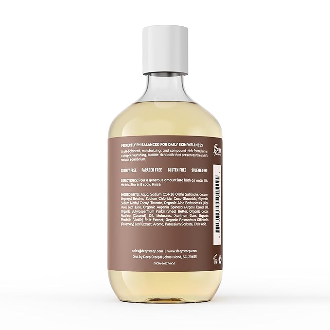 Deep Steep Bubble Bath, Vanilla Coconut 17 oz (Pack of 2) – Hypoallergenic, Clinically Tested Soothing Soak with Shea Butter & Argan Oil – Sulfate-Free