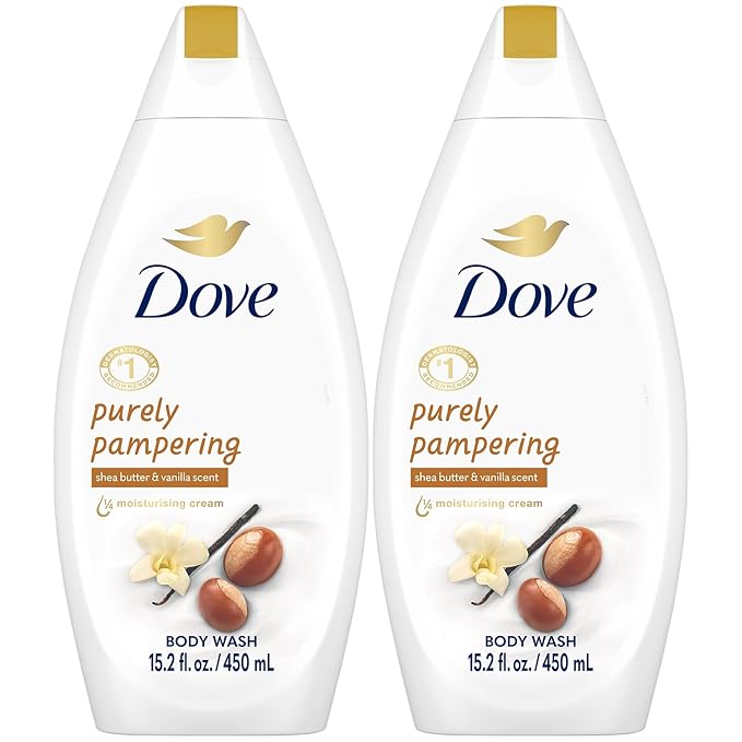 Dove Body Wash 2-Pack – Purely Pampering, Shea Butter & Warm Vanilla for Softer, Smoother Skin, 15.2 Oz Ea