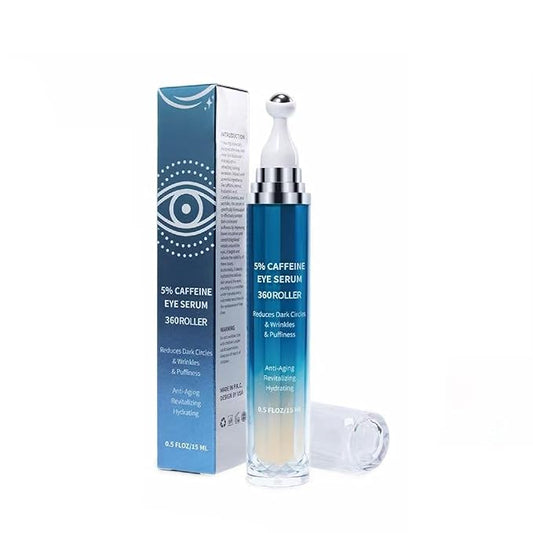 Caffeine Retinol Eye Cream, Under Eye Cream and Eye Serum for Dark Circles, Puffiness, Eye Bags, Wrinkles and Fine Lines with 360° Roller Massage Ball – 0.5 fl oz / 15ml
