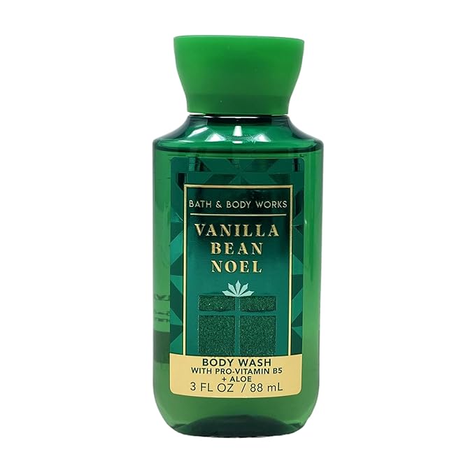 Bath & Body Works Vanilla Bean Noel 4 Piece Mini Body Wash Value Pack with a Natural Oats Sample Soap - Travel Size