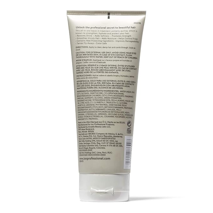 ion Repair BB Cream Leave in Conditioning Treatment, for All Hair Types, Paraben Free & Vegan 6 fl oz
