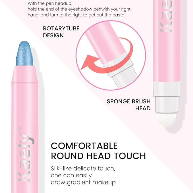2in1 Shimmer Cream Eye Shadow Stick - Sky Blue, Eyeliner Pencil Eyeshadow Palette Makeup, Waterproof Long Lasting Brightener, Crease Proof & Smudge Resistant, Cream Eyeshadow with Built-in Smudger