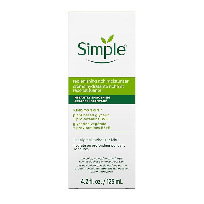 Simple Kind To Skin Replenishing Rich Moisturizer - Face Cream Nourishes and Hydrates - Face Moisturizer with Niacinamide, Vitamins B5 and E - 6 pc