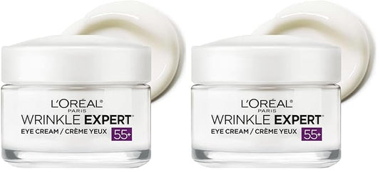 L'Oreal Paris Wrinkle Expert 55+ Anti-Wrinkle Eye Cream with Calcium,Reduce Crow's feet,0.5 Oz,(Pack of 2)