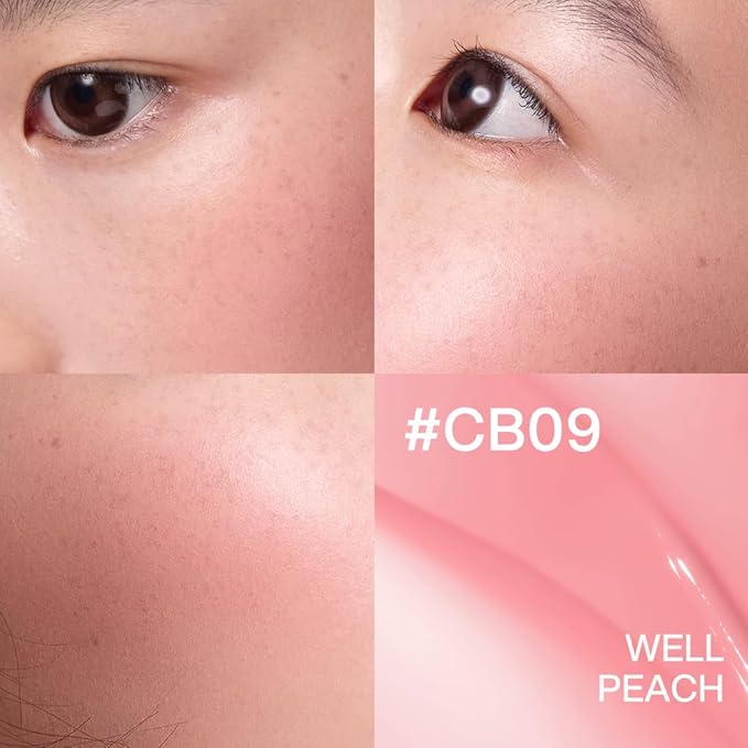 INTO YOU Cream Blush Air Cushion for Cheeks Eyes, Moisturizing, Lightweight, Dewy Finish Face Makeup, Long Wearing, Buildable, Blendable, Pigmented Liquid Blush, for All Skin Tones, CB09 Well Peach