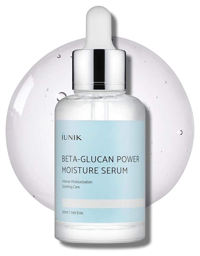 IUNIK Beta-Glucan Power Deep Moisture Serum – Intense Hydration Vegan Korean Serum with Mushroom Yeast Extract – For Dry, Mature, Sensitive Skin, Fine Lines & Loss of Firmness