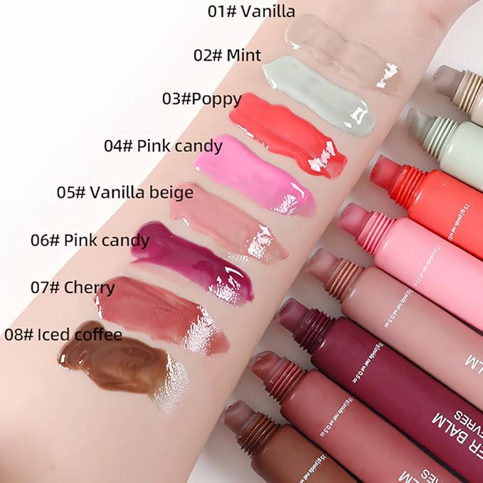 4 PCS Butter Lip Balm – Ultra-Hydrating Lip Care with Shea Butter & Olive Oil, Soothes Dry Lips with Natural Tint & Gloss Effect, Lip Plumper Moisture & Light Lip Stain Finish Set 02