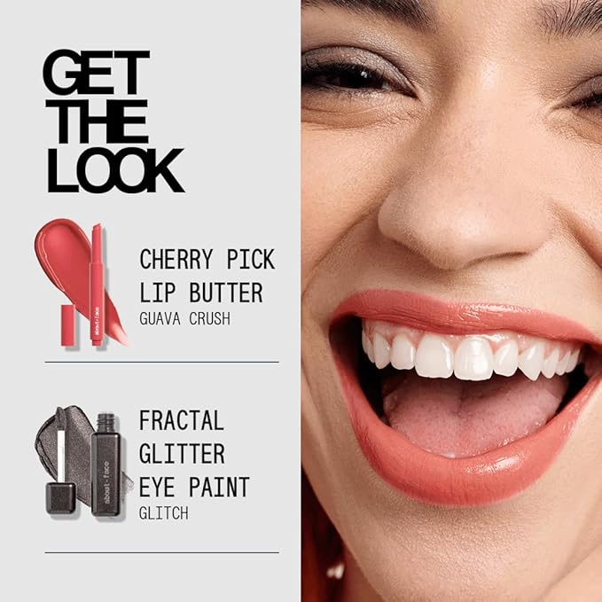 aboutface Cherry Pick Lip Color Butter – High-Shine, Hydrating Lip Balm with Pomegranate Flower Extract & Cherry Butter – Vegan, Cruelty-Free, Clean Beauty – 0.06 oz (Guava Crush – Pinky Coral)