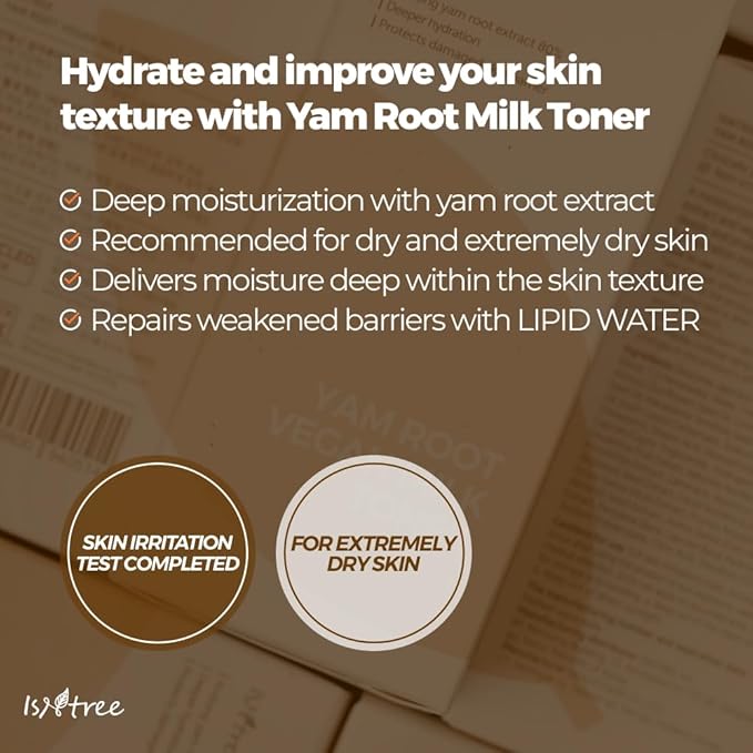 ISNTREE Yam Root Vegan Milk face Toner 200ml, 6.76 fl.oz | Deep Moisture with Plant-Based Milk Complex | Gentle Hydration for Dry & Sensitive Skin | Vegan Korean Skincare