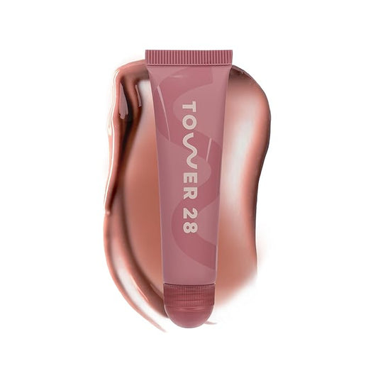 Tower 28 LipSoftie Tinted Lip Balm Treatment - Hydrating Glossy Balm + Overnight Lip Mask with Jojoba Oil + Shea Butter - Sweet, Cushiony Formula for Smooth, Soft Lips - Sugar Plum (0.38 oz)
