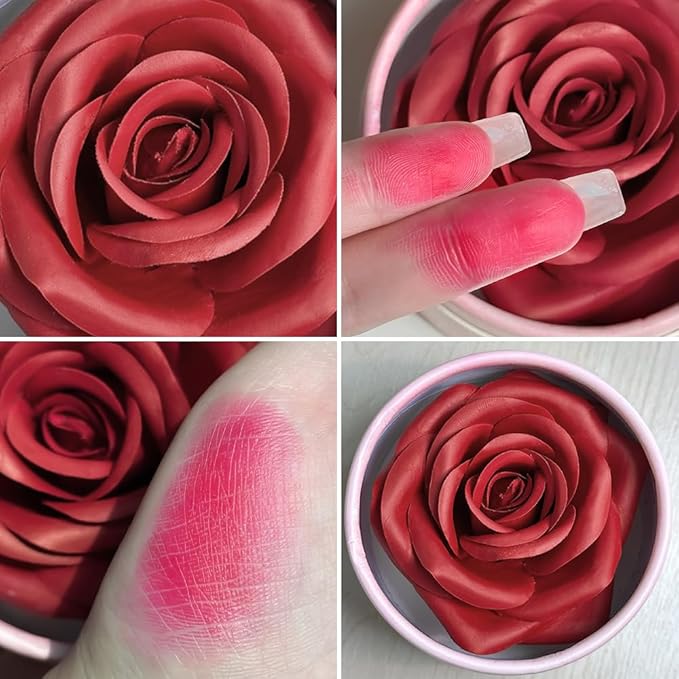 3D Matte Blusher, Rose Makeup Flower Petal Blush for Cheeks, Natural Glowing Redness Long Lasting Buildable Color, Contouring and Brightening, Makeup Powder blush as Festival Gifts(#01)