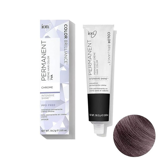 ion Permanent Creme Hair Color 7VA Chrome, Vegan, Cruelty Free, PPD Free, 100% Gray Coverage, LongLasting, FadeResistant Color, 2.05 oz