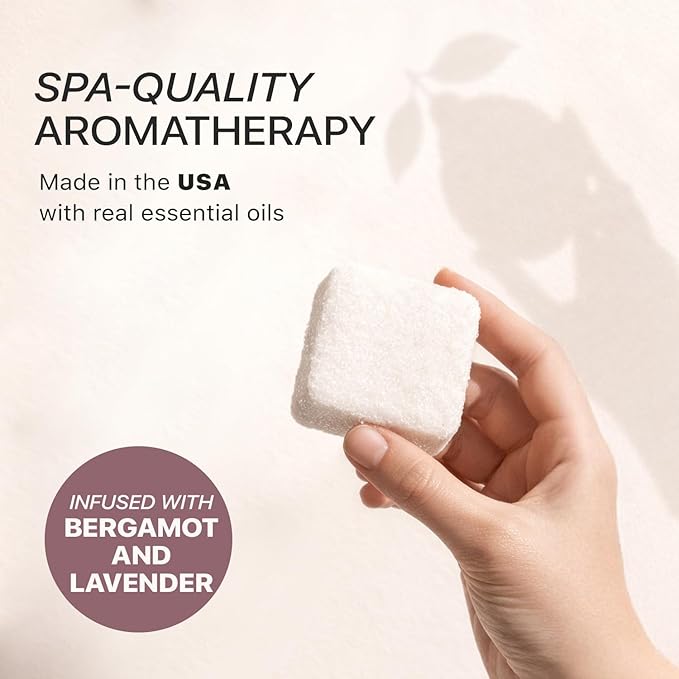 Lavender Shower Steamers Aromatherapy – USA Made with Bergamot Essential Oil, Large Shower Tablets for Women & Men, Spa Gifts for Her, Stress Relief & Relaxing Calming Pamper Gifts