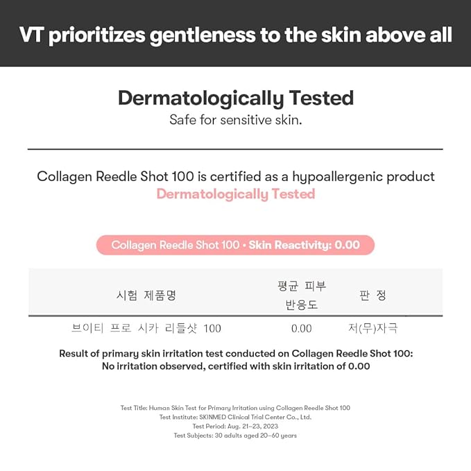 VT COSMETICS Collagen Reedle Shot 100 Serum with 500Da Collagen Extract & Spicule Microneedling Formula, Korean Skin Booster, 1.69 fl oz(50ml)