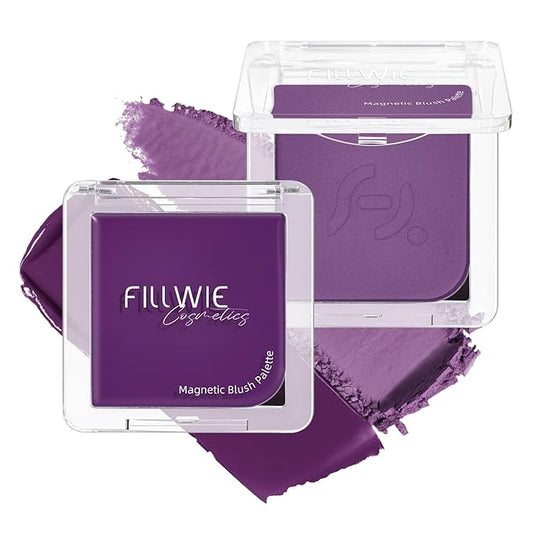2-Pack Cream Powder Blush Duo For Medium to Deep Skin Tones, Same-Shade Cool Violet, Lasting, Buildable, Vibrant & Natural-Looking Cheek Color Dewy Cream Soft-Matte Powder Finish (Violet Veil)