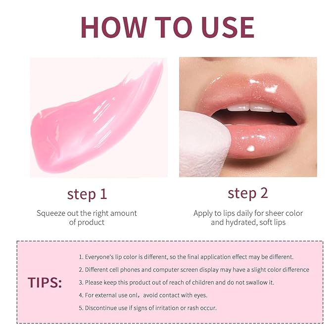 6 Colors Hydrating Lip Gloss Lip Oil, Moisturizing Lip Balm Non-Sticky Tinted Lip Oil, Glossy Lip Gloss, Long Lasting Lipgloss Plumping Jelly Liquid Lipstick