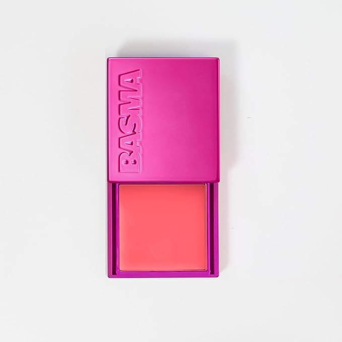 BASMA Beauty Cream Blush for Cheeks, Buildable Non-Sticky Cream Blush Makeup, Long-Lasting Cheek and Lip Tint with Vitamin E, Aloe Vera & Rosemary Extract, Gluten-Free Vegan (Pink Yet Coral)